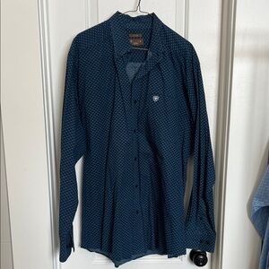 Blue Patterned Button-Up Shirt